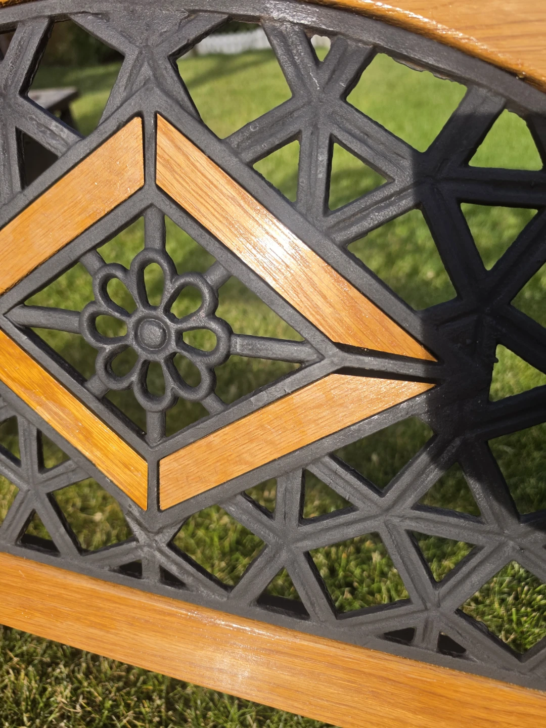 Ornate Cast Iron and Wood Garden Bench - photo 5