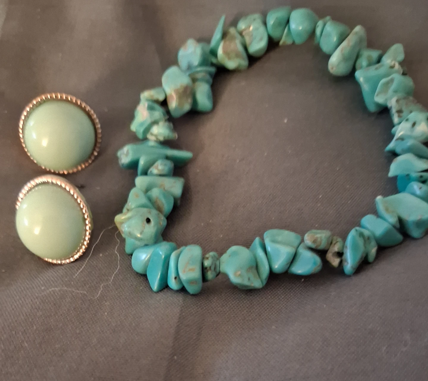 Turquoise Chip Bracelet and Earrings Set
