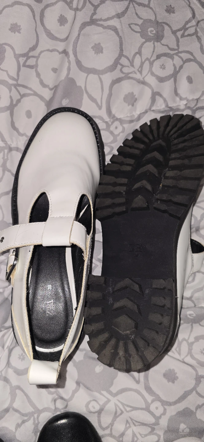 White Zara T-Strap Platform Shoes