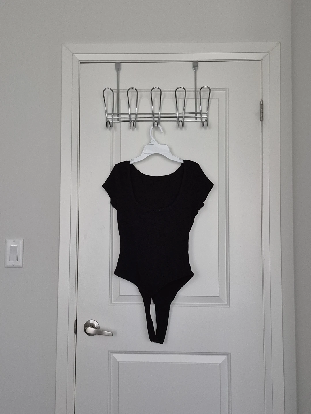 Black Short Sleeve Thong Bodysuit