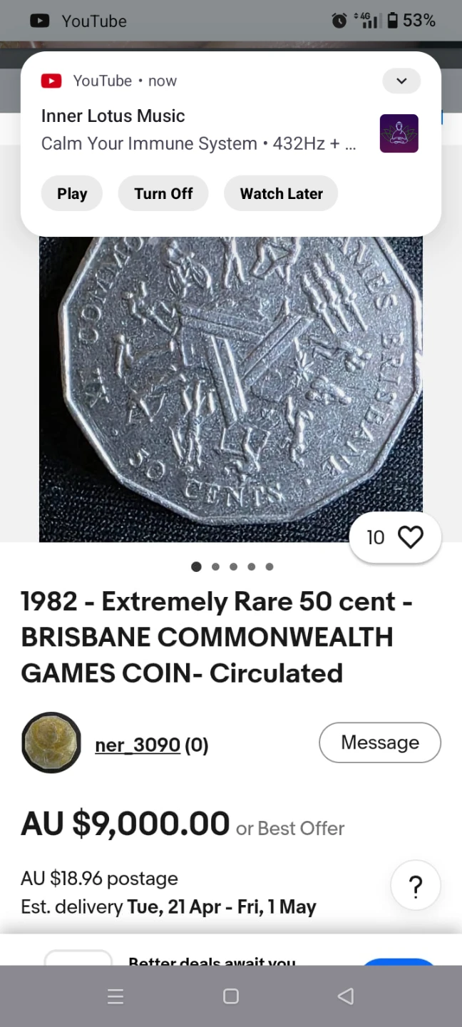 1982 Brisbane Commonwealth Games 50 Cent Coin - photo 3