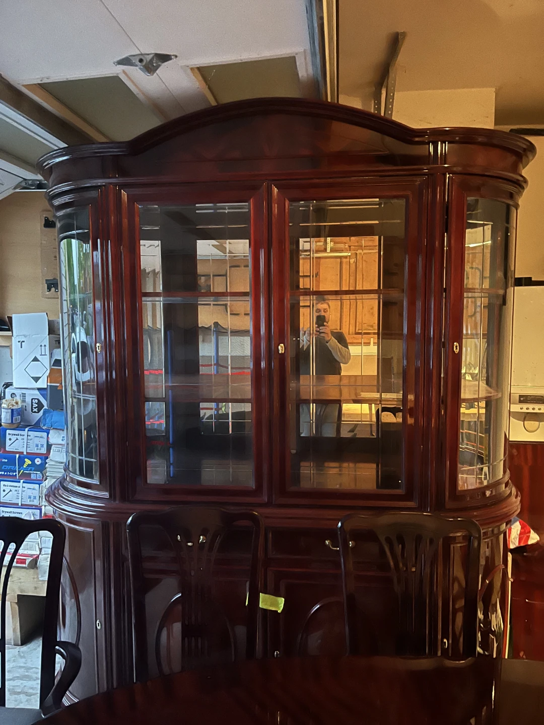 Solid wood Mahogany China Cabinet + Dining Table Set (6 Chairs)