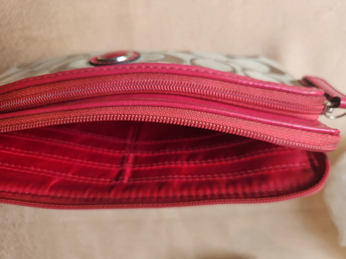 Coach Signature Wristlet Wallet Pink Trim - photo 5