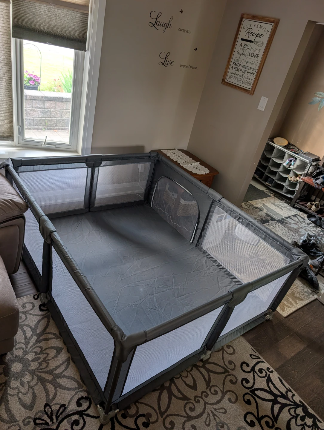 PALOPALO BABY PLAYPEN - 71" X 59" - GREY/WHITE