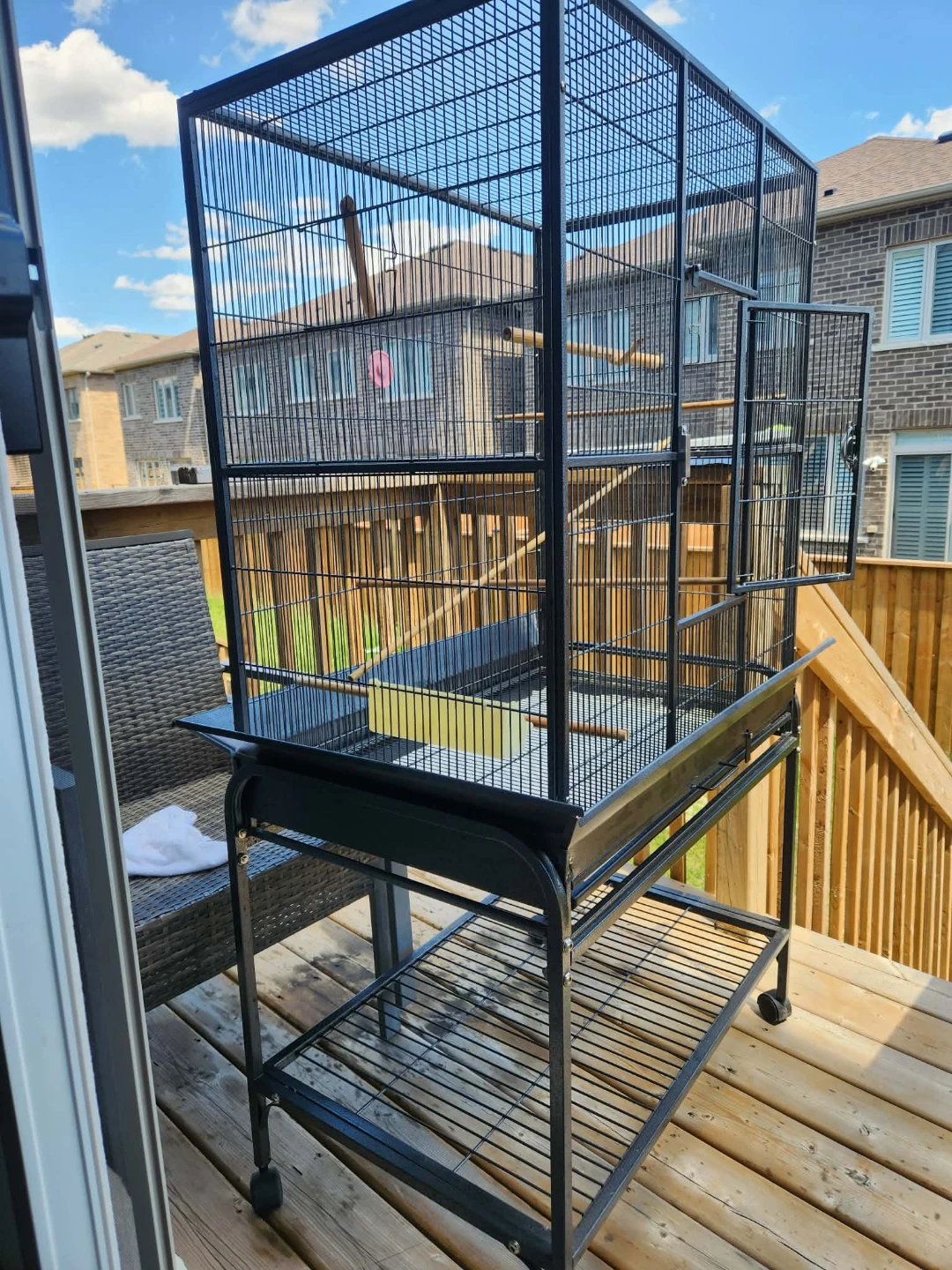 Large Black Bird Cage with Stand - photo 2