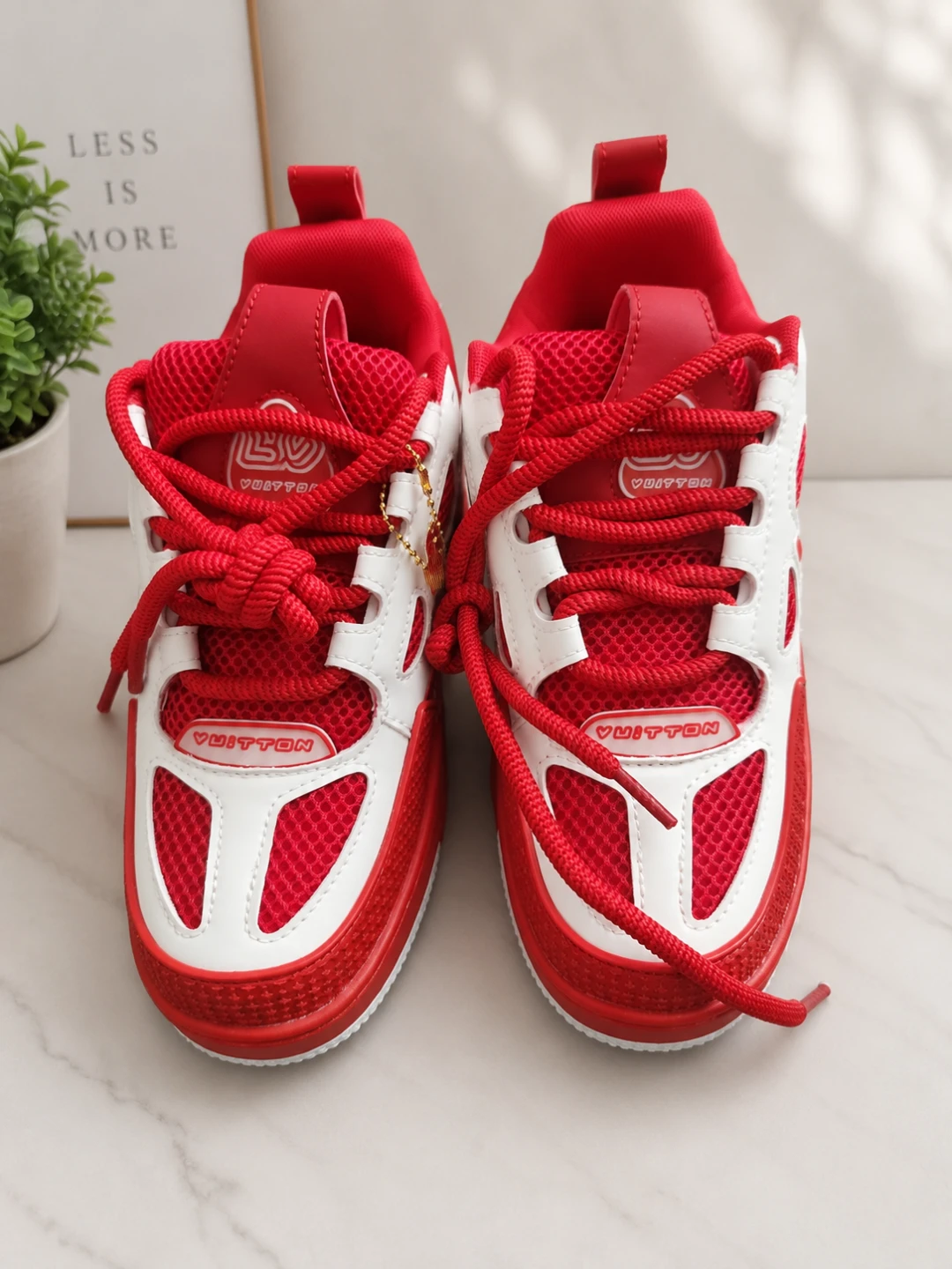 Red and White Fashion Sneakers
