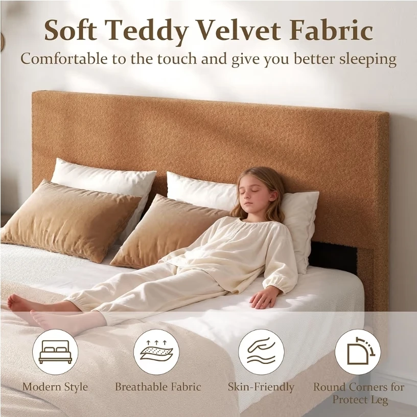 Queen Bed Frame,Velvet Modern Platform Bed Frame - photo 4
