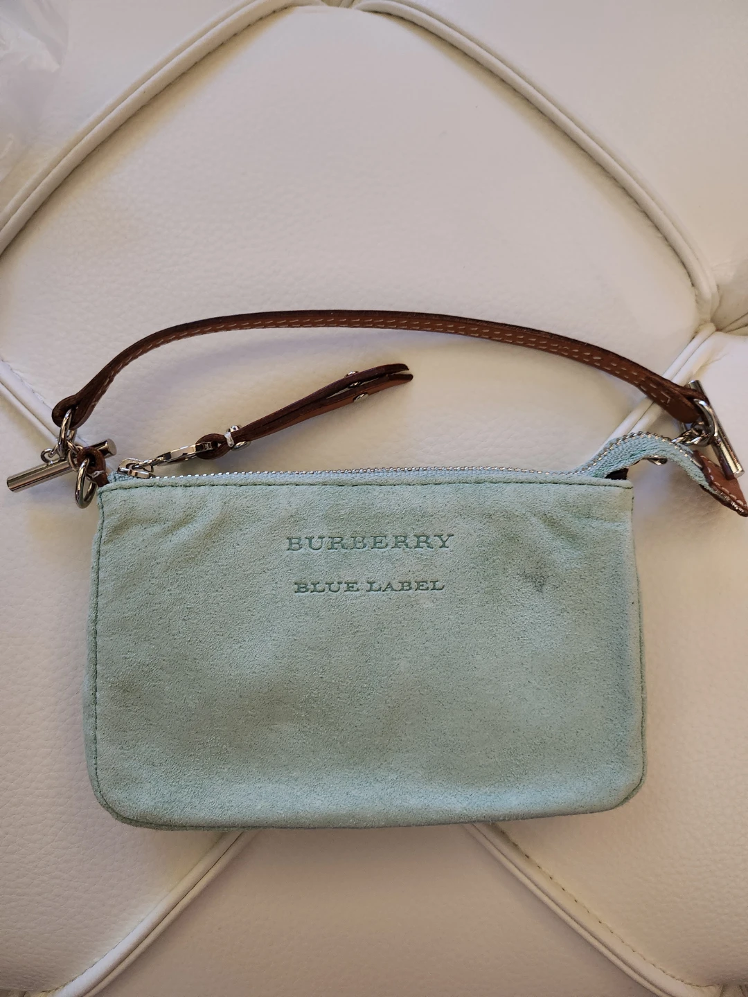 NEW Burberry Blue Label Suede Leather Wristlet Wrist Bag - photo 3