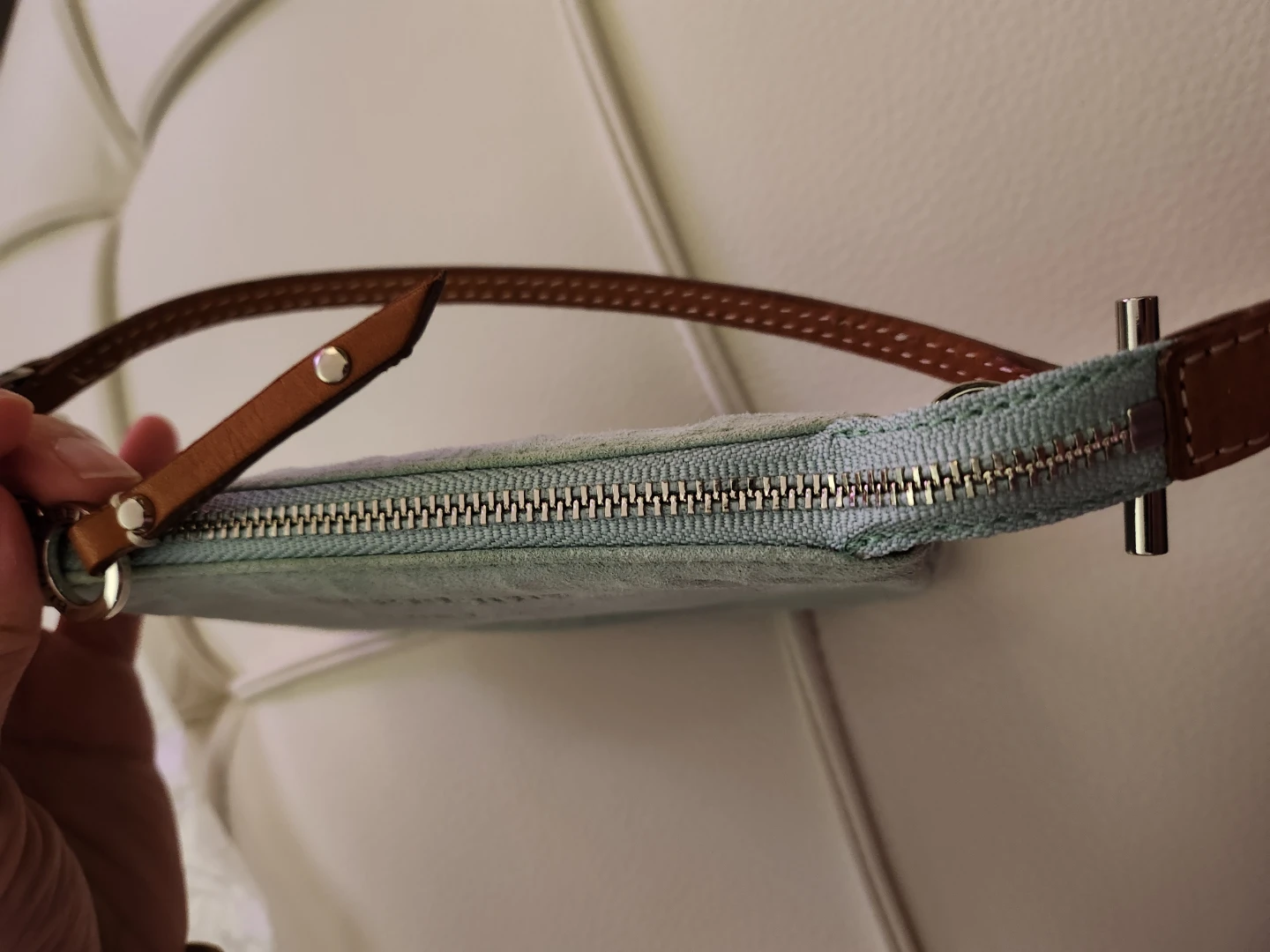 NEW Burberry Blue Label Suede Leather Wristlet Wrist Bag - photo 4