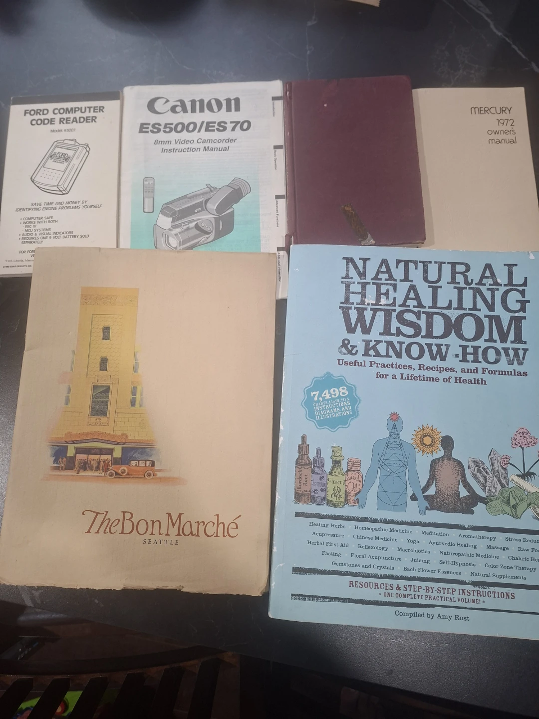 Shelf lot including 1929 bon marche book