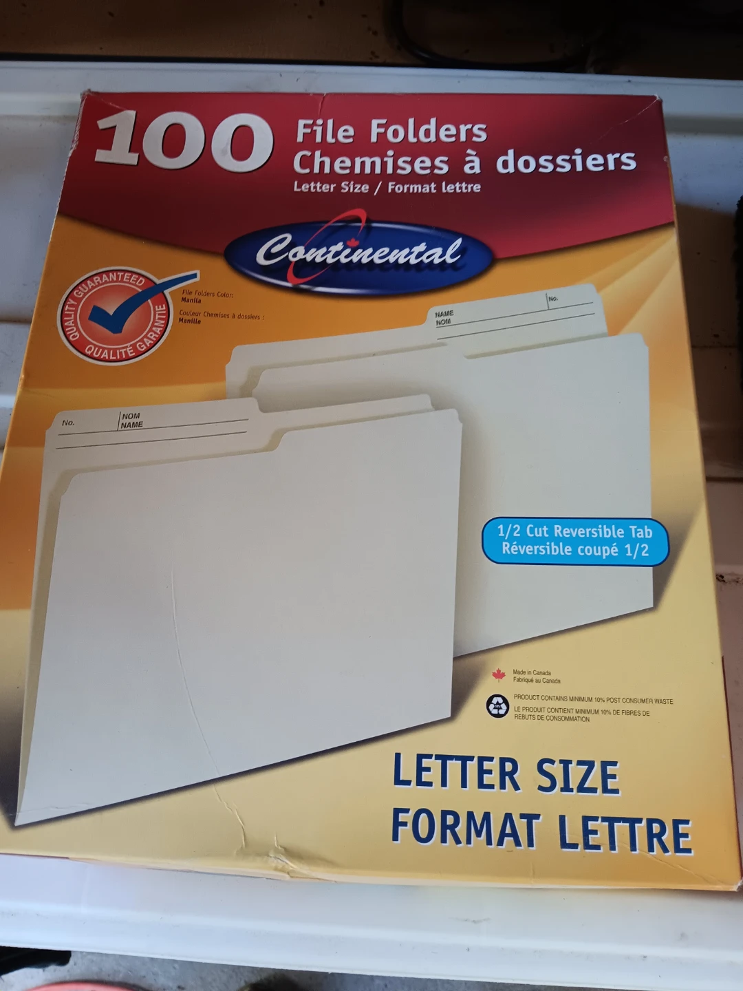 Continental 100 Letter Size File Folders