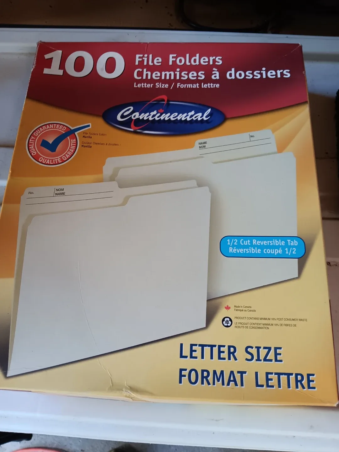 Continental 100 Letter Size File Folders