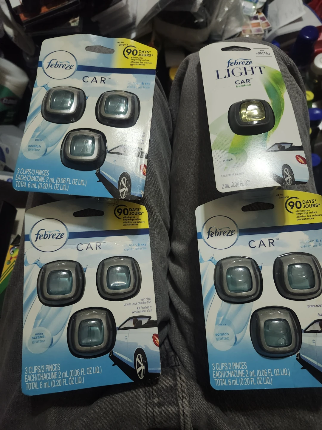 Febreze Car Air Fresheners - Linen & Sky (4 Packs)