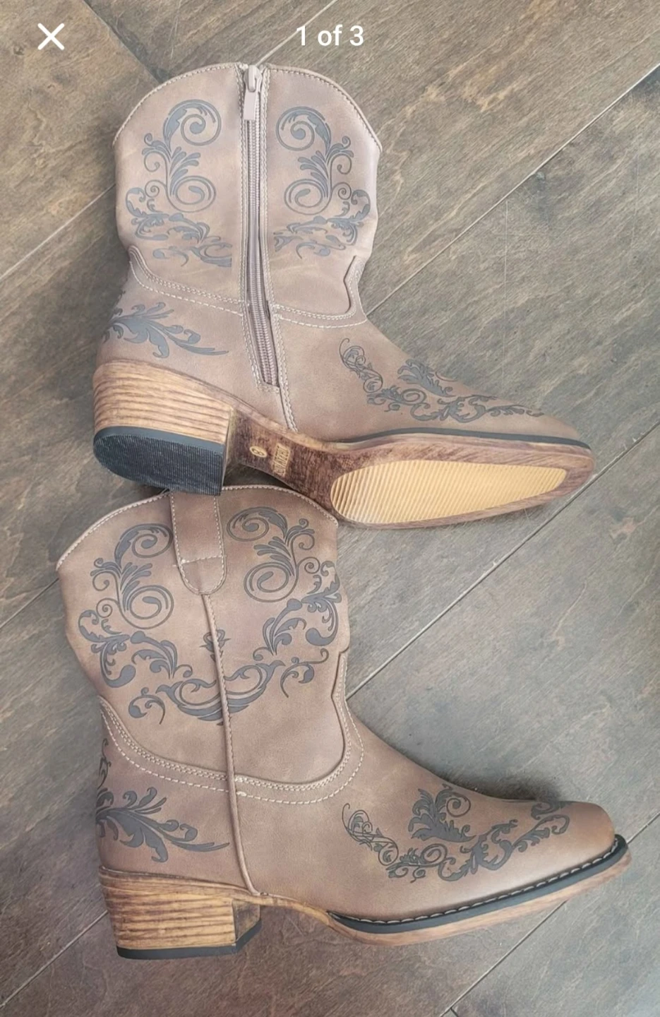 Women's Cowboy Cowgirl Western Ankle Boots Low Chunky ... - photo 2