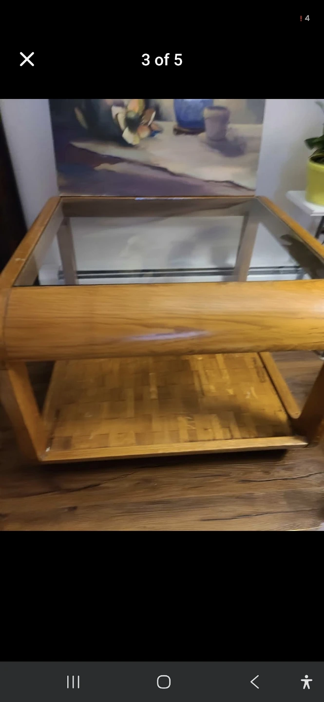 Vintage Oak and Glass End Table - photo 3