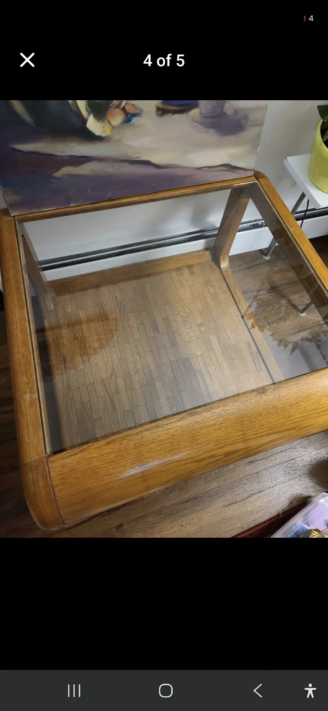 Vintage Oak and Glass End Table - photo 4