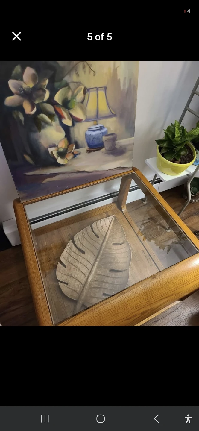 Vintage Oak and Glass End Table - photo 5