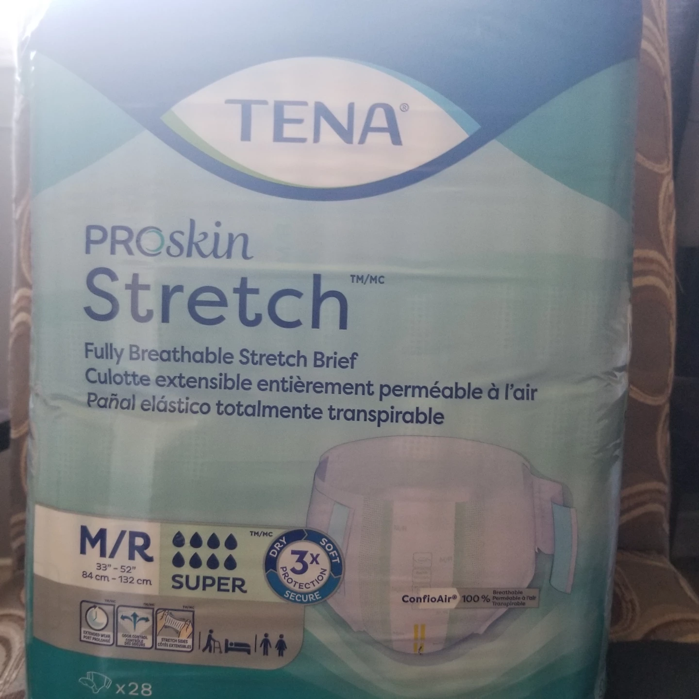 Tena Proskin Stretch Briefs - Size M/R (33"-52") - Pack of 28