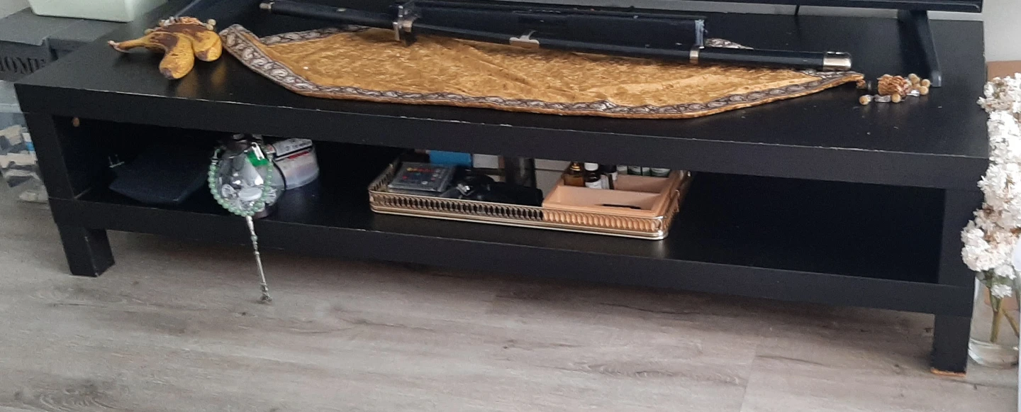 Black TV  stand with open shelf