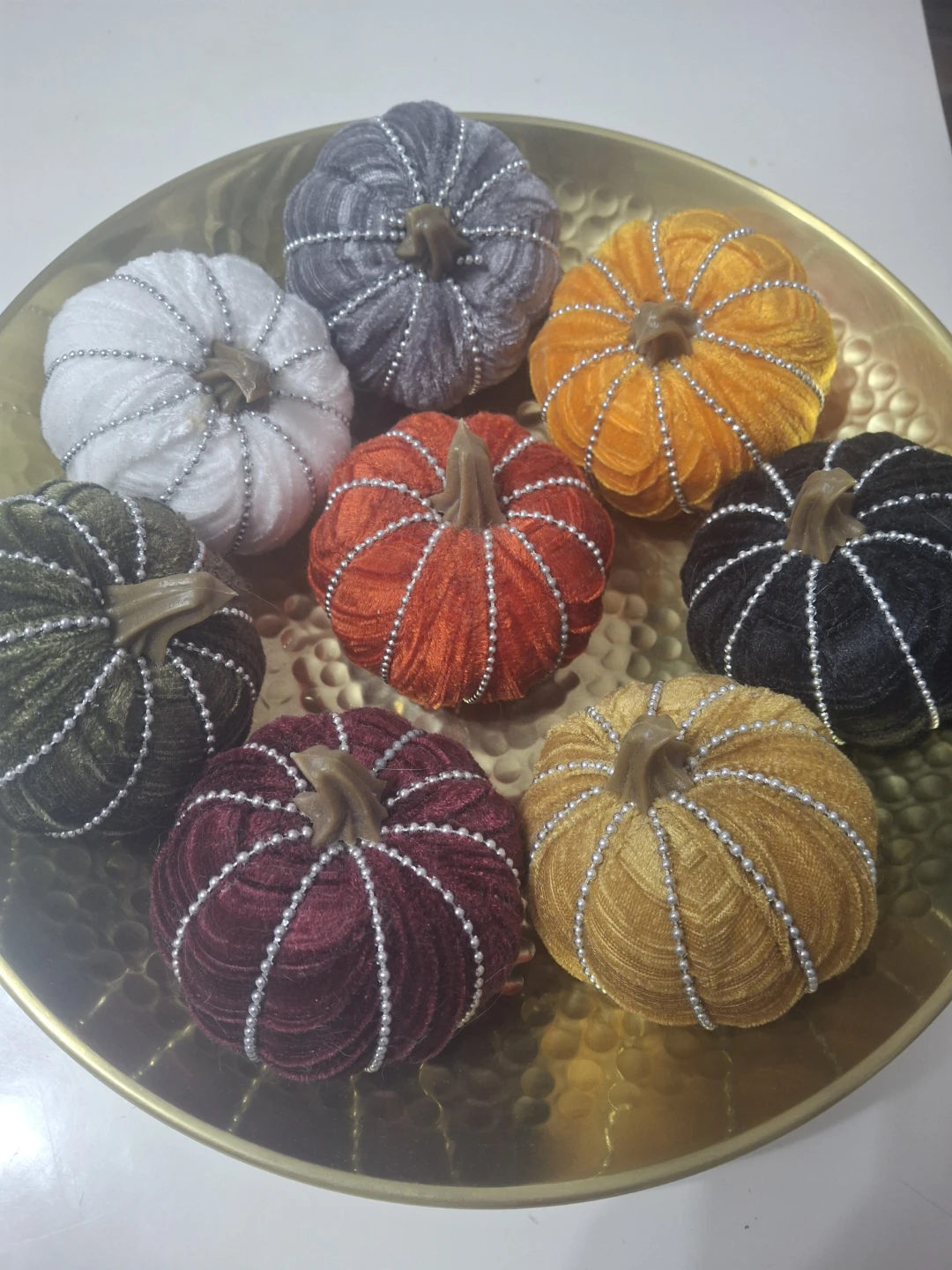 Set of 8 Decorative Velvet Pumpkins - photo 5