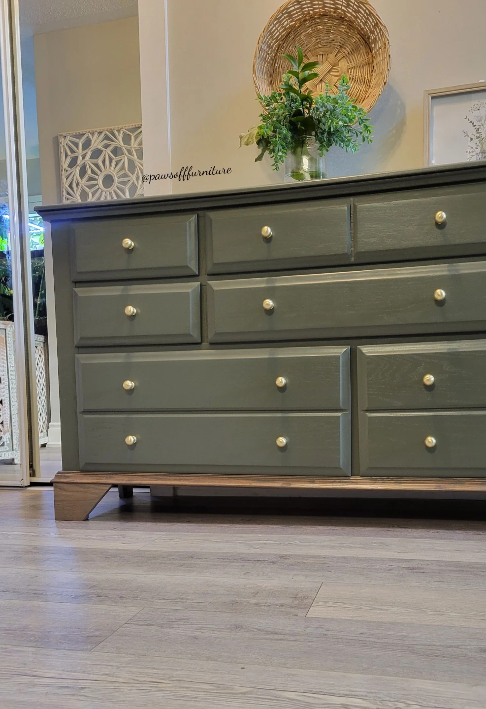 Refinished Green Dresser with Gold Knobs - photo 2