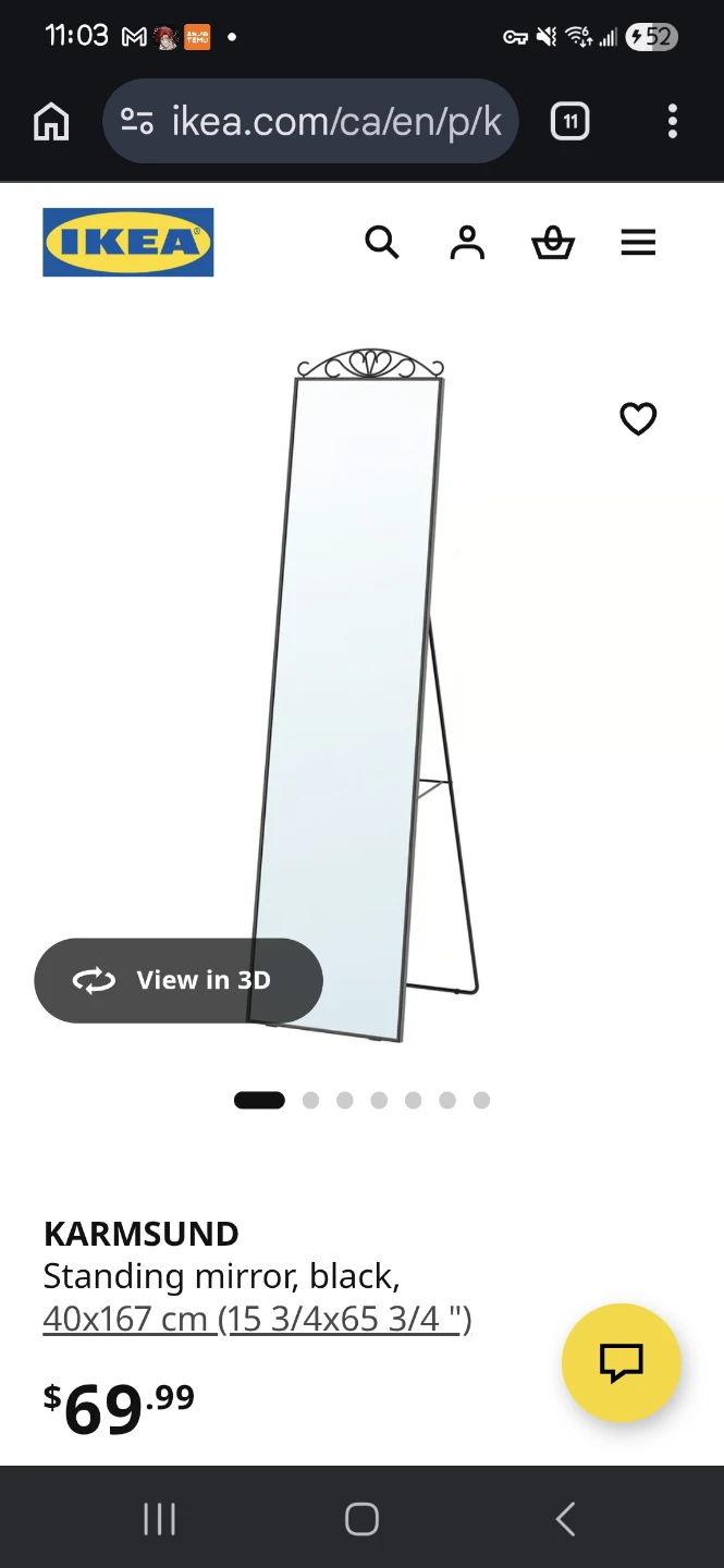 IKEA KARMSUND Standing Mirror, Black - photo 2