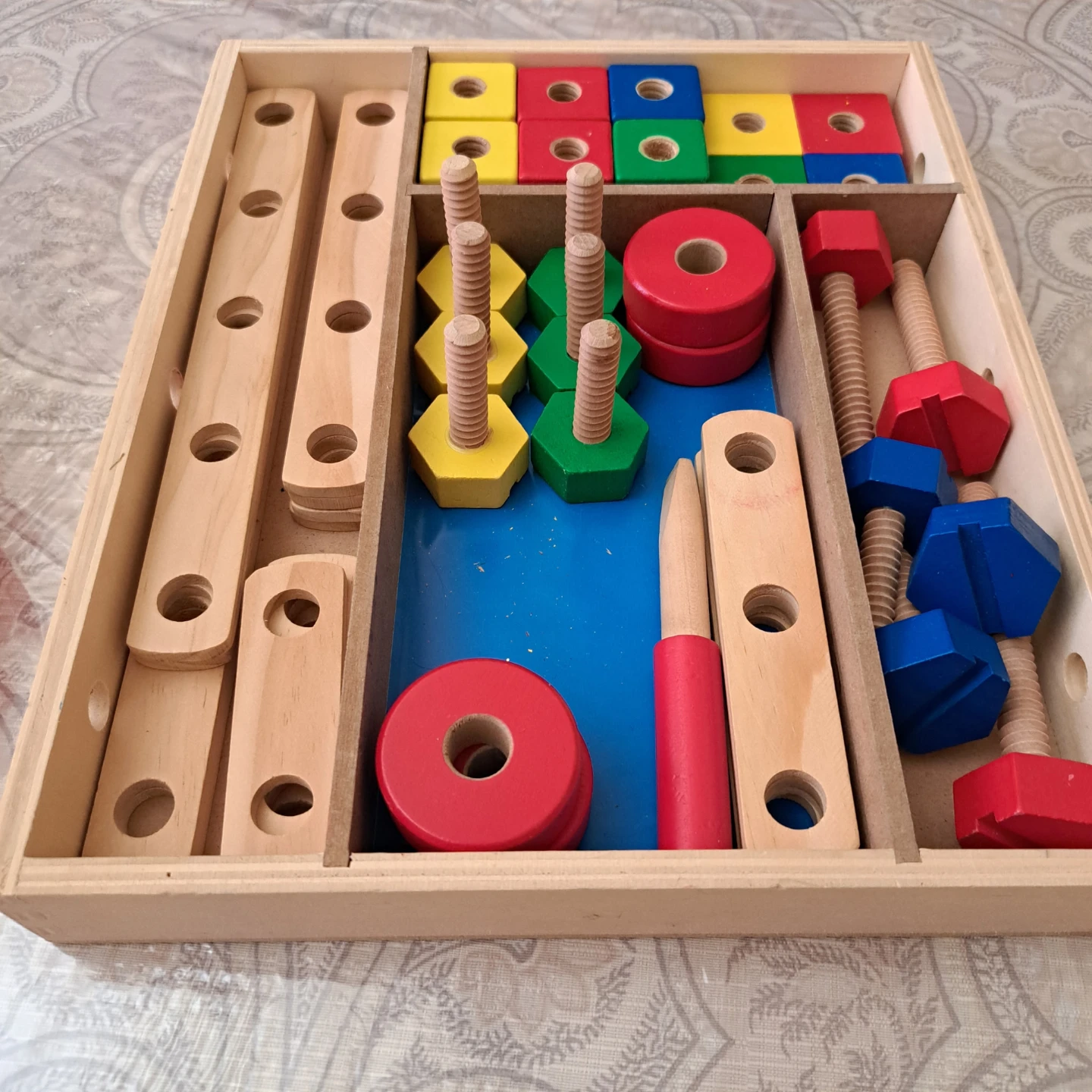 Wooden Building Blocks and Bolt Toy Set