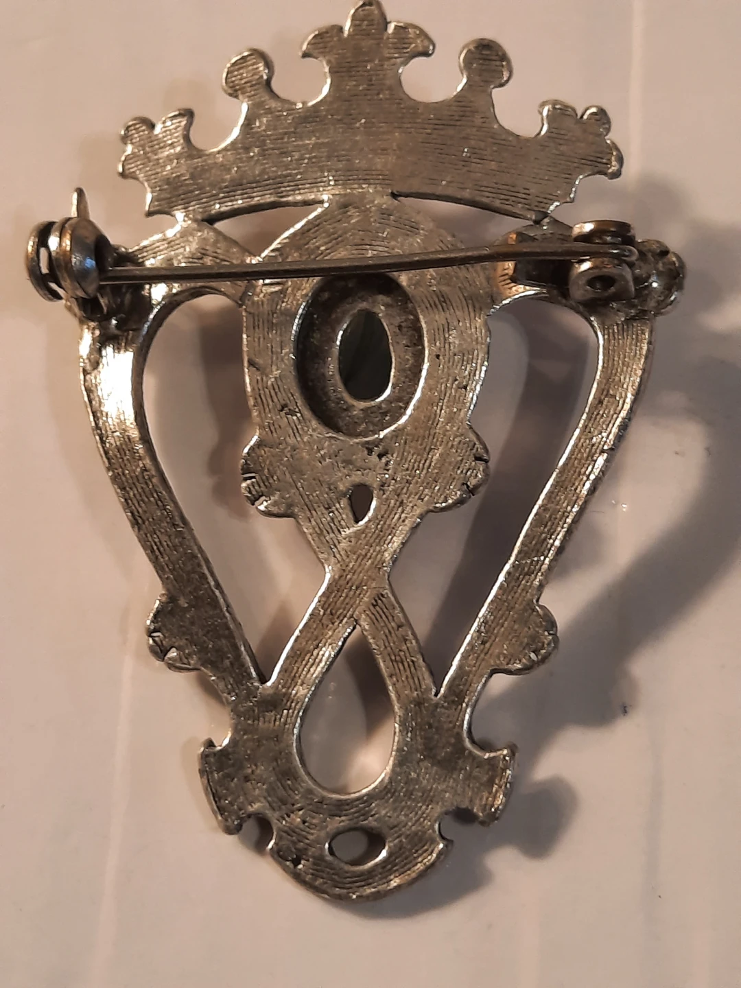 Silver Plate Brooch with Green Stone - photo 3