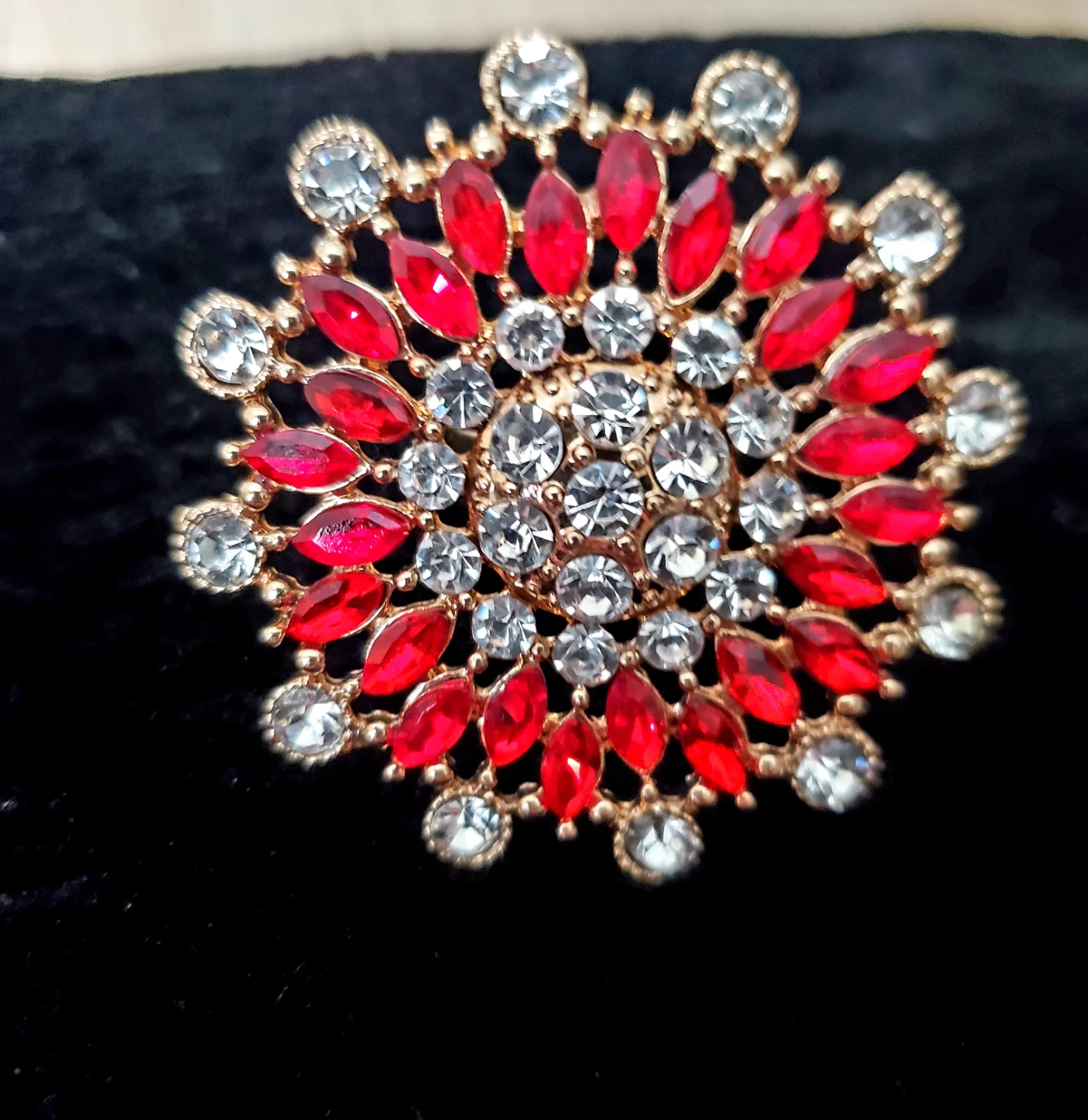 Red and Clear Gem Statement Ring