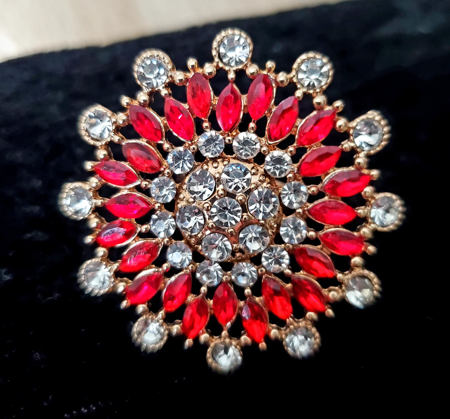 Red and Clear Gem Statement Ring - photo 2