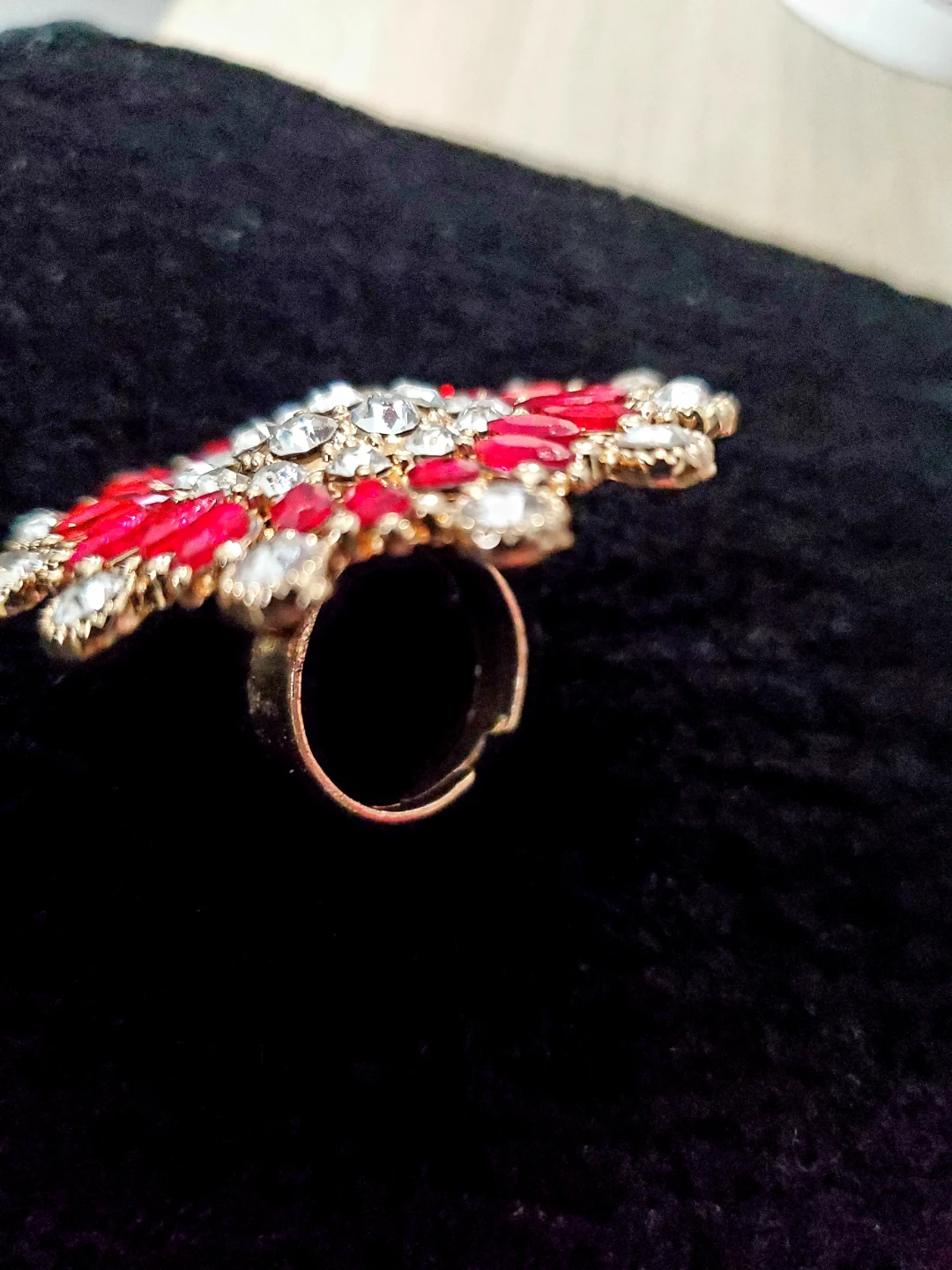 Red and Clear Gem Statement Ring - photo 3