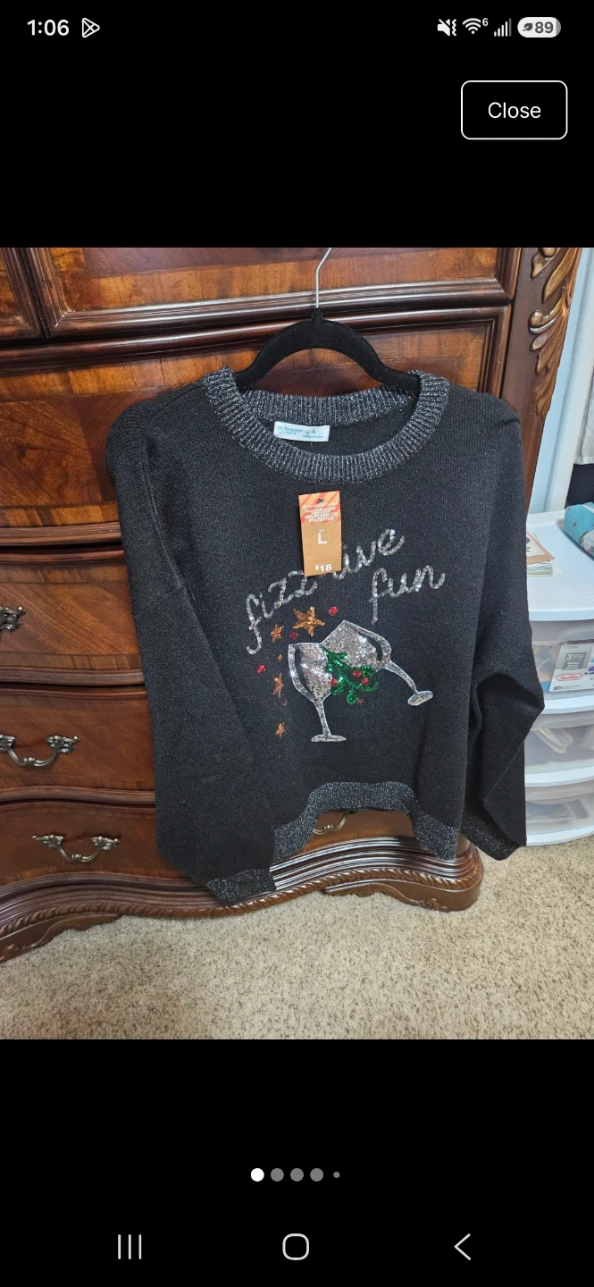 Black "Fizz-tive Fun" Sweater