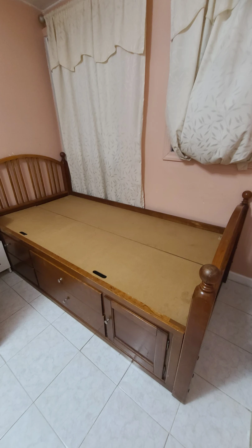 Wooden Twin Bed Frame with Storage Drawers - photo 2