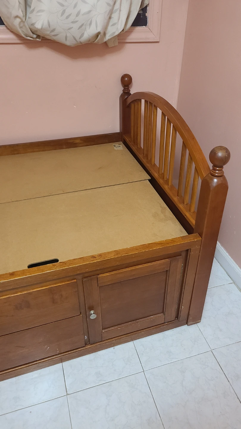 Wooden Twin Bed Frame with Storage Drawers - photo 4