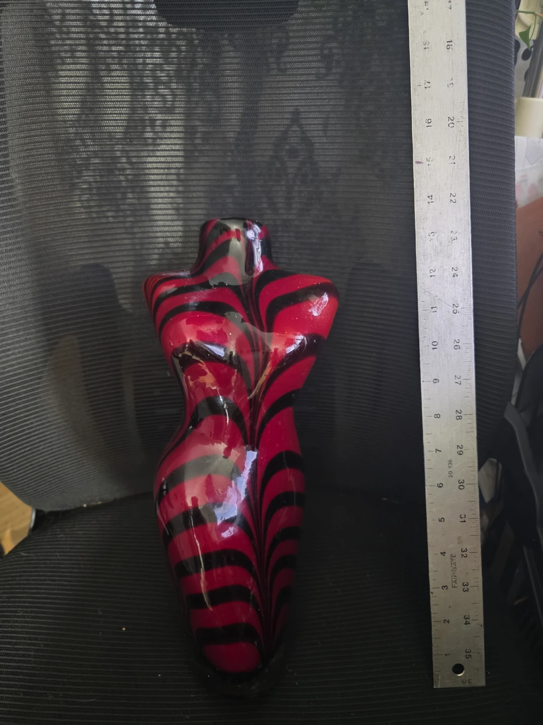 Red and Black Striped Torso Vase - photo 2