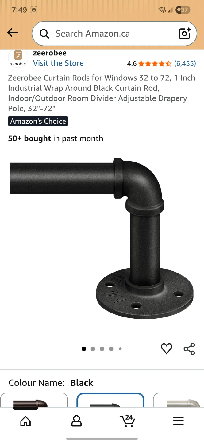 Zeerobee Industrial Wrap Around Curtain Rod