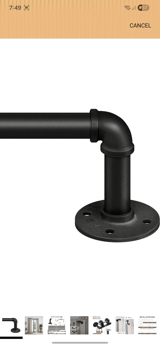 Zeerobee Industrial Wrap Around Curtain Rod - photo 2