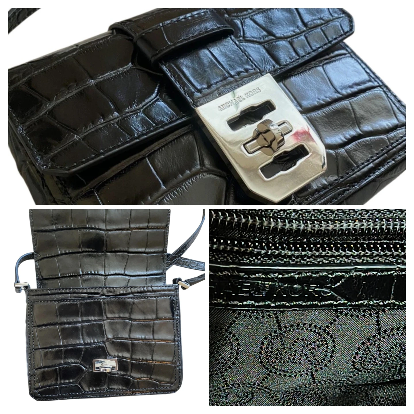 Michael Kors Black Croc Embossed Shoulder Bag - photo 3