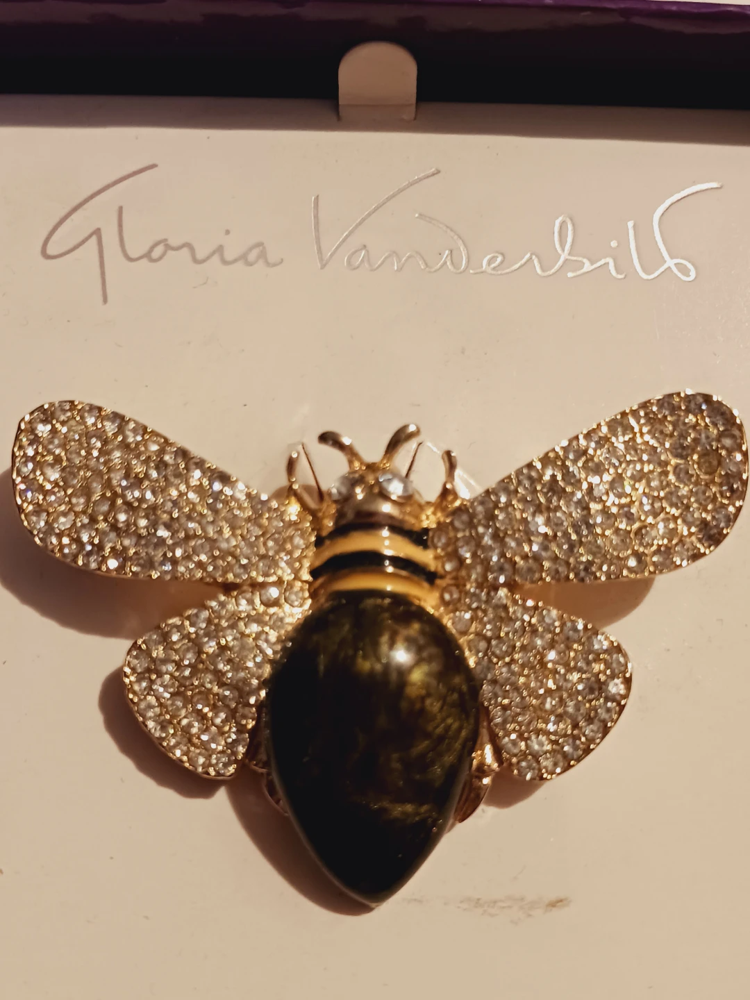 NEW !! GLORIA VANDERBILT SWAROVSKI CRYSTAL BEE BROOCH