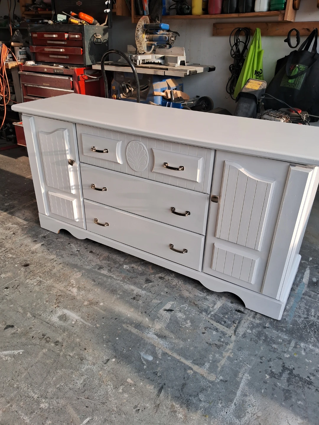 White Dresser with Drawers and Cabinet Doors