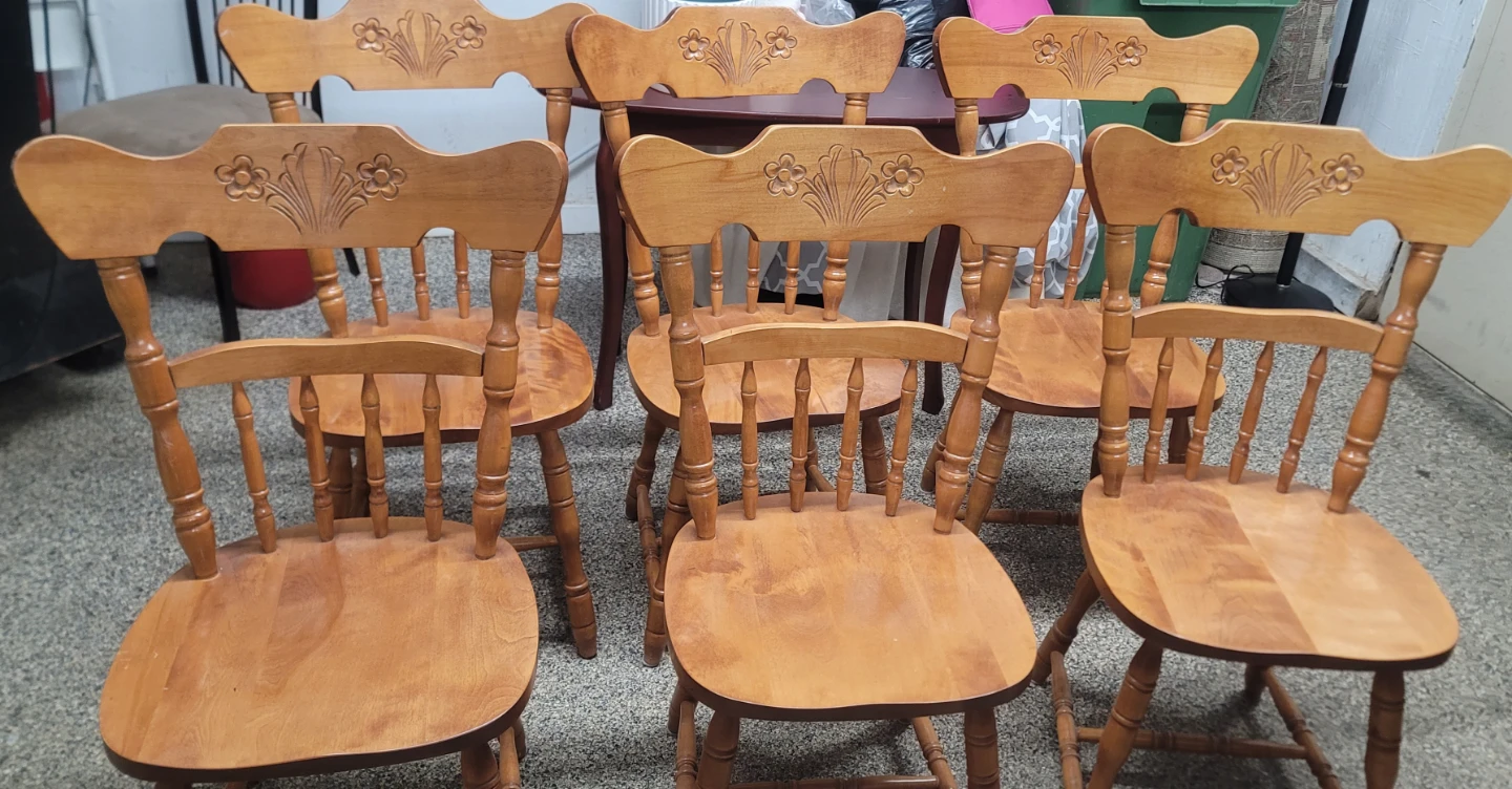 Set of 6 sold Wood Dining Chairs