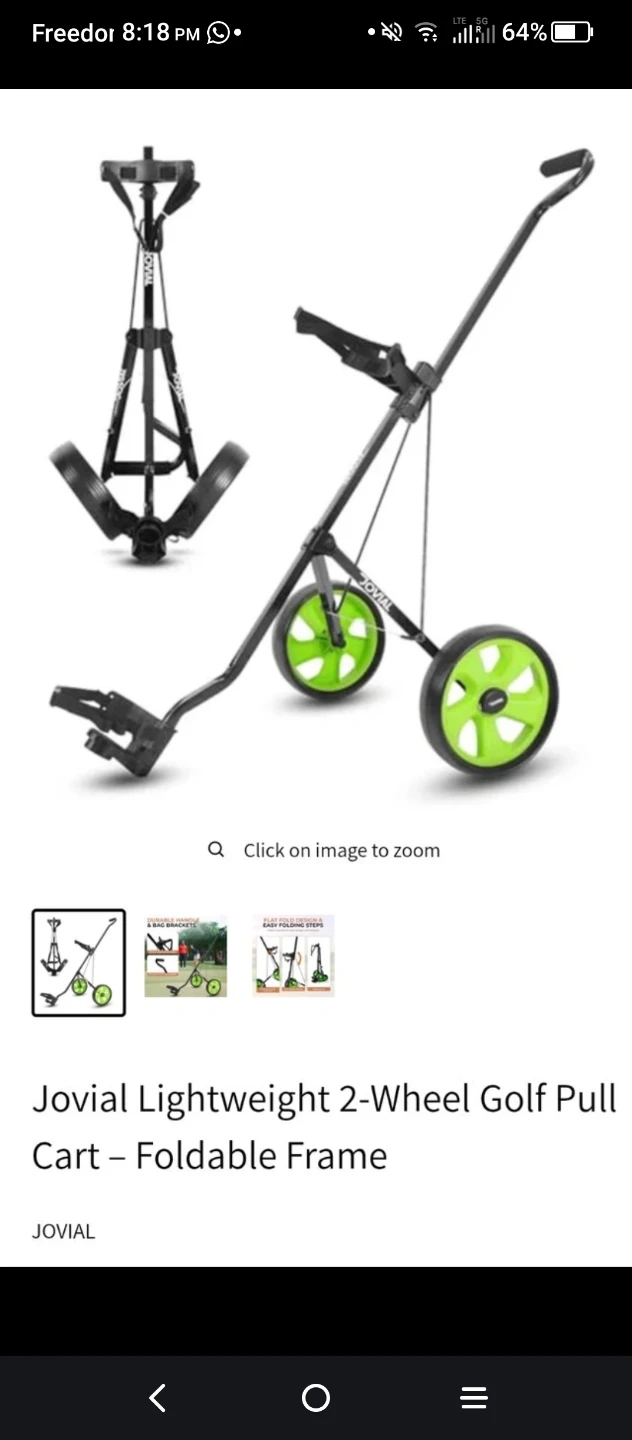 Jovial Lightweight 2-Wheel Golf Pull Cart - Foldable Frame - photo 2