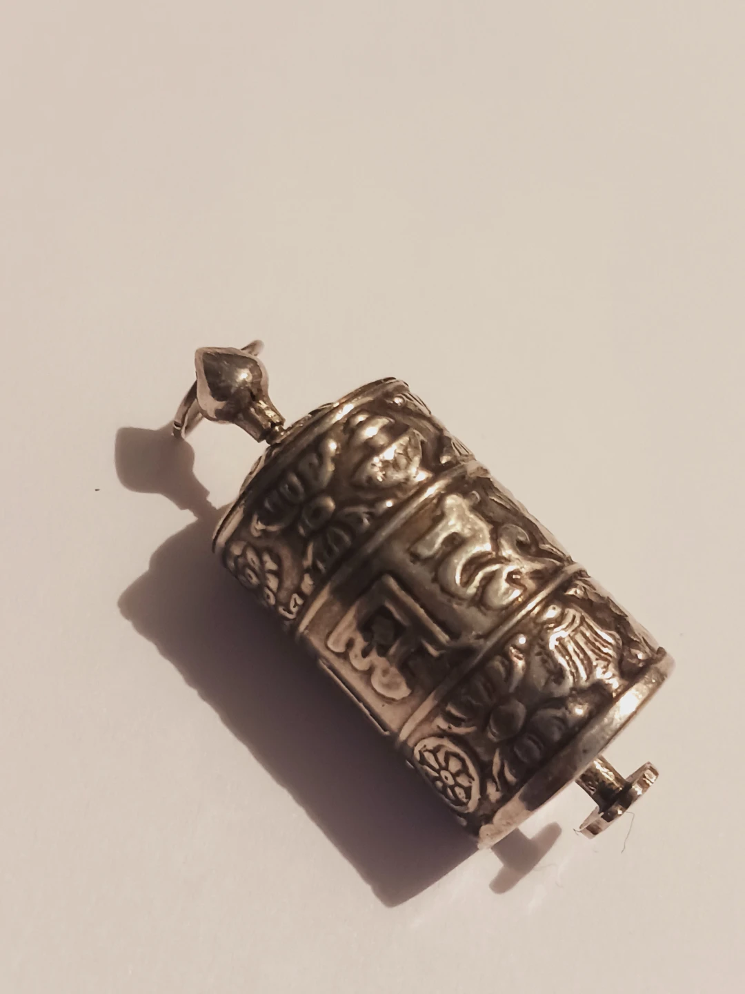 Sterling Silver 925 Antique Prayer Wheel Pendant - photo 3