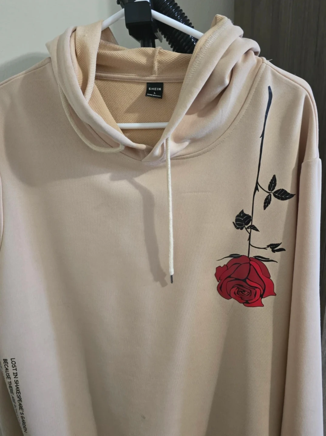 SHEIN Beige Rose Graphic Hoodie - photo 3