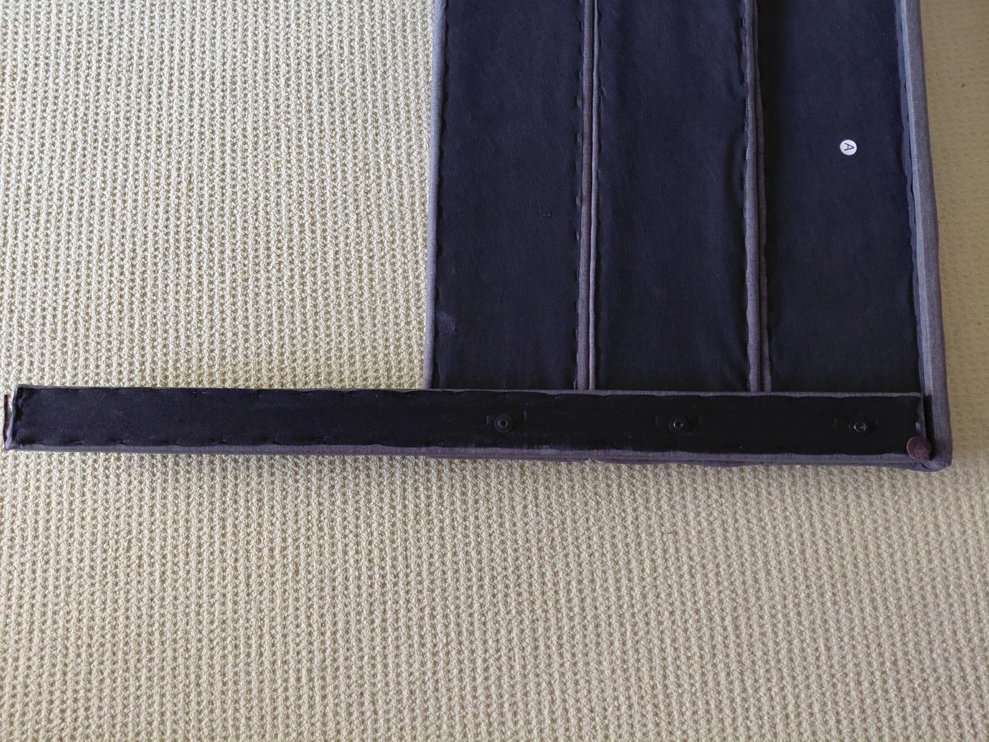 Grey Upholstered queen size headboard, frame and wood slats - photo 3