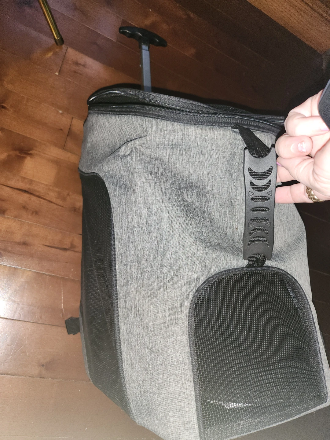 Grey Pet Carrier Backpack with Wheels