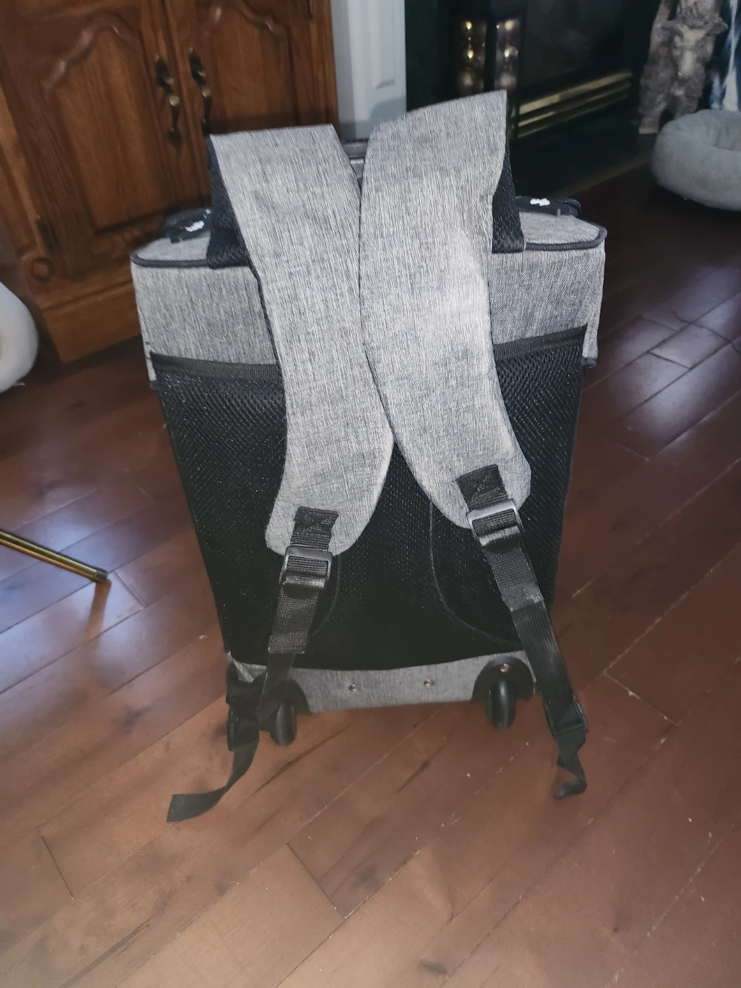 Grey Pet Carrier Backpack with Wheels - photo 2
