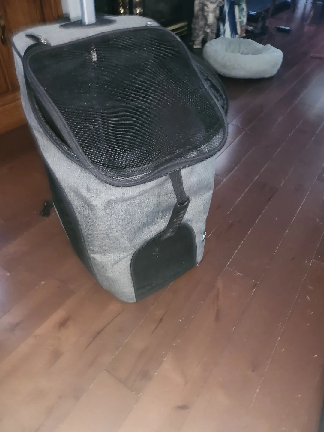 Grey Pet Carrier Backpack with Wheels - photo 3