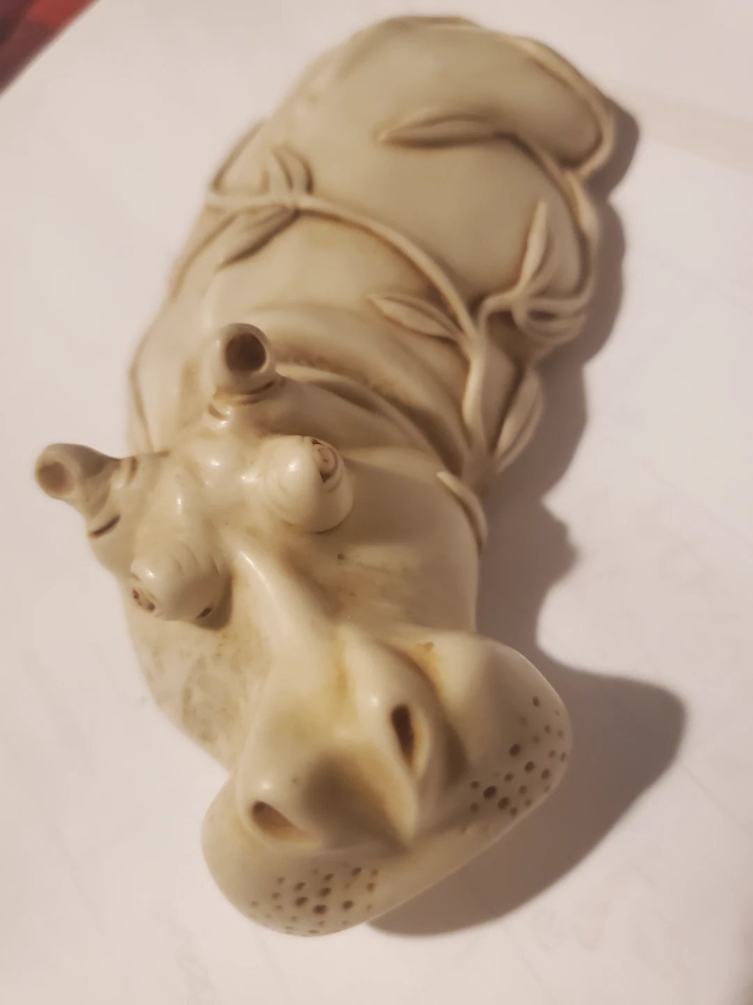 Carved Ivory Colored Hippo Figurine - photo 3