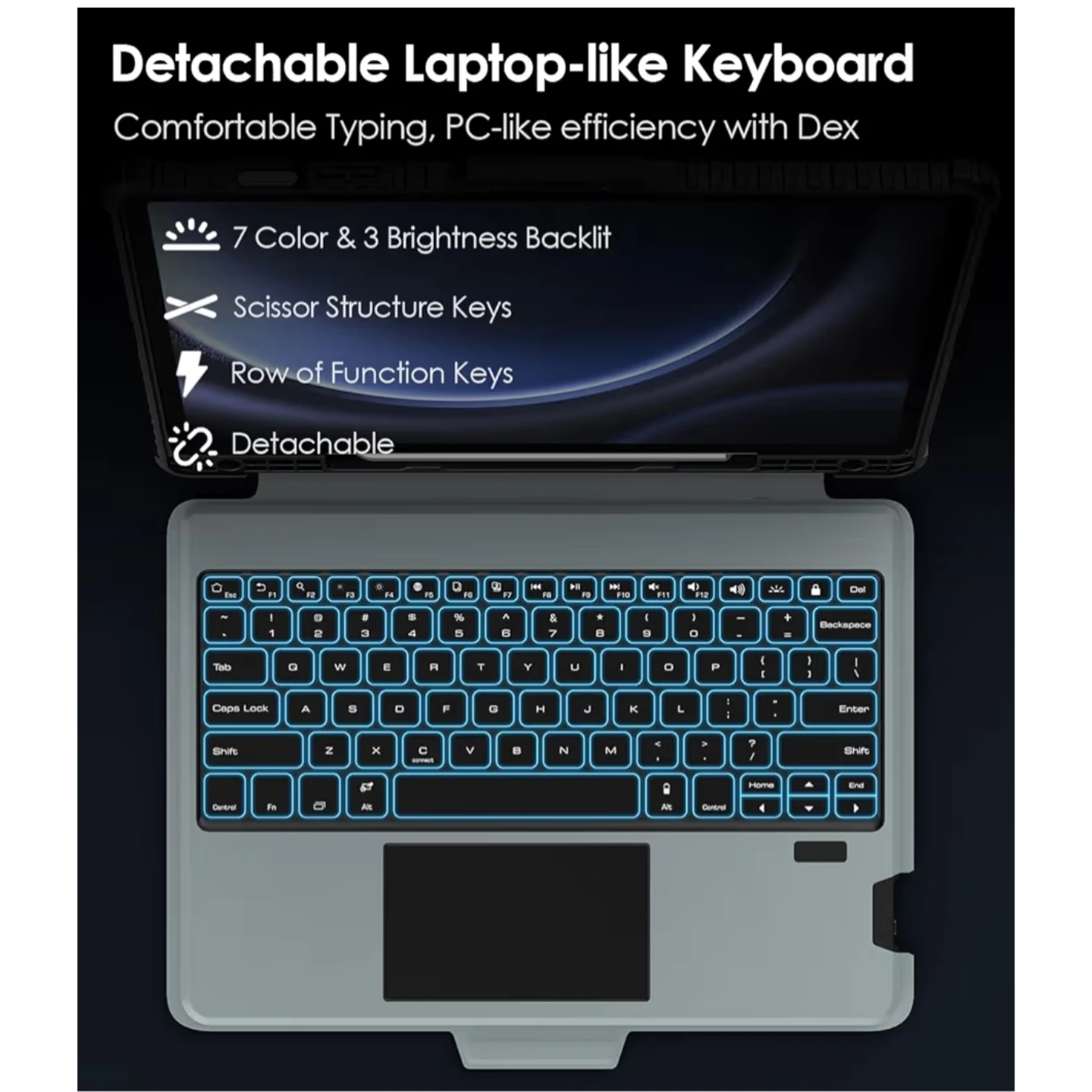 Detachable Keyboard Case for Samsung Galaxy Tab S9/S10 Plus - photo 4